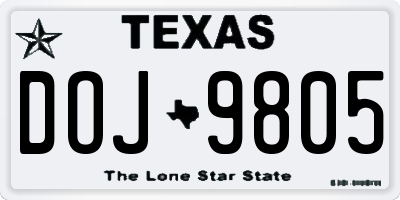 TX license plate DOJ9805