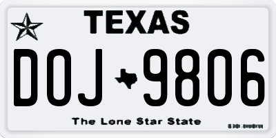 TX license plate DOJ9806