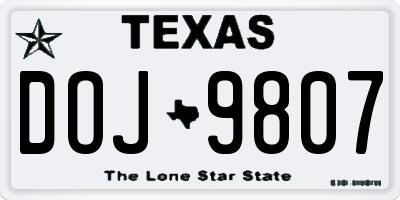TX license plate DOJ9807