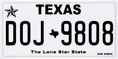 TX license plate DOJ9808