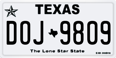 TX license plate DOJ9809