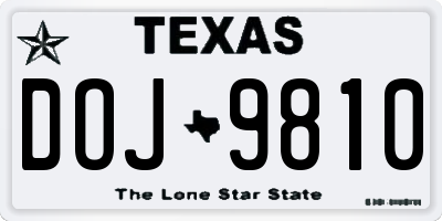 TX license plate DOJ9810