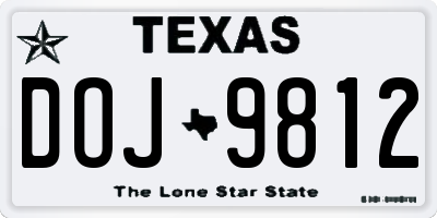 TX license plate DOJ9812