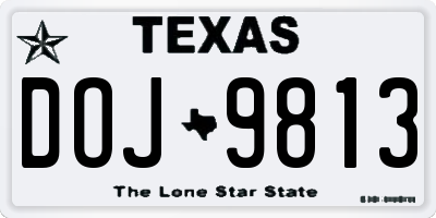 TX license plate DOJ9813