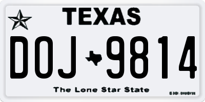 TX license plate DOJ9814