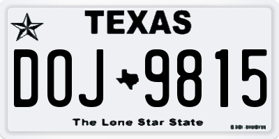 TX license plate DOJ9815