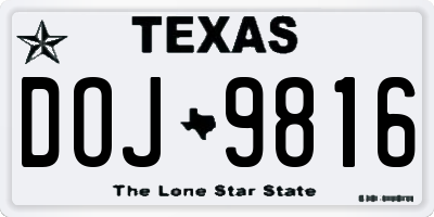 TX license plate DOJ9816