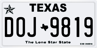 TX license plate DOJ9819