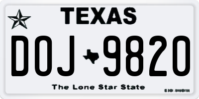 TX license plate DOJ9820