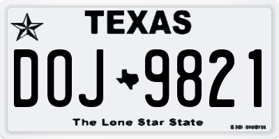 TX license plate DOJ9821