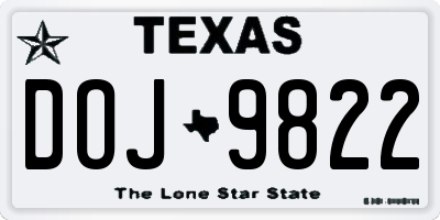 TX license plate DOJ9822