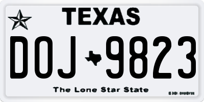 TX license plate DOJ9823