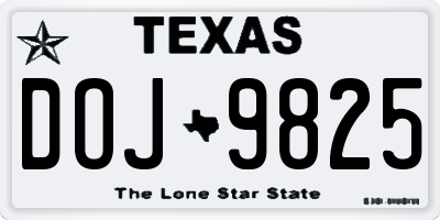 TX license plate DOJ9825