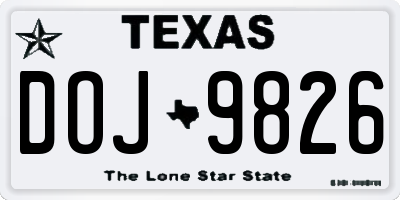 TX license plate DOJ9826