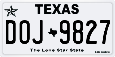 TX license plate DOJ9827