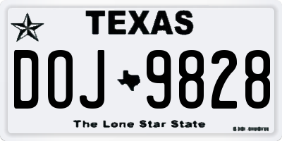 TX license plate DOJ9828