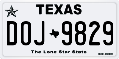 TX license plate DOJ9829