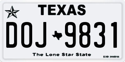 TX license plate DOJ9831