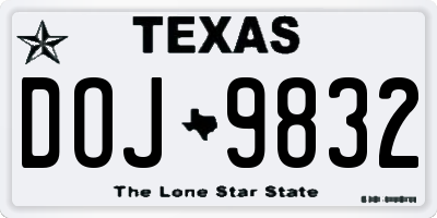 TX license plate DOJ9832