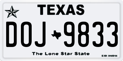 TX license plate DOJ9833