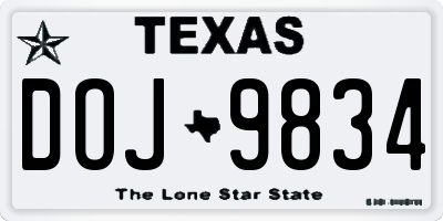 TX license plate DOJ9834