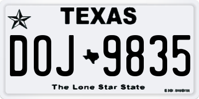 TX license plate DOJ9835