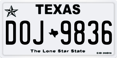 TX license plate DOJ9836