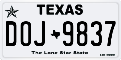TX license plate DOJ9837
