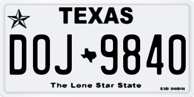 TX license plate DOJ9840