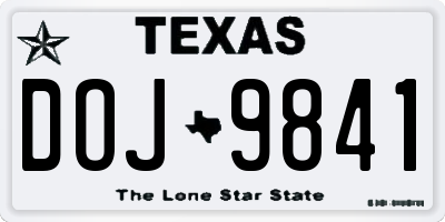 TX license plate DOJ9841