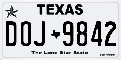 TX license plate DOJ9842
