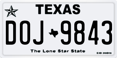 TX license plate DOJ9843