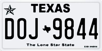 TX license plate DOJ9844