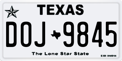 TX license plate DOJ9845