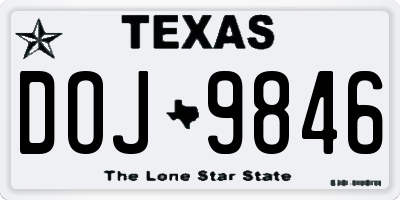 TX license plate DOJ9846