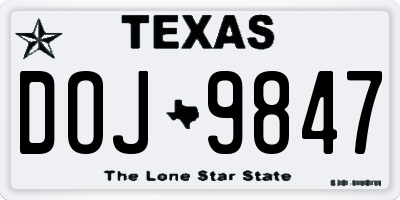 TX license plate DOJ9847