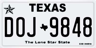 TX license plate DOJ9848