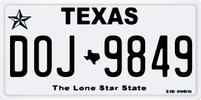 TX license plate DOJ9849