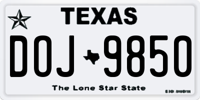 TX license plate DOJ9850