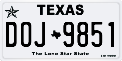 TX license plate DOJ9851