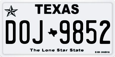 TX license plate DOJ9852