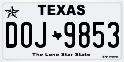 TX license plate DOJ9853