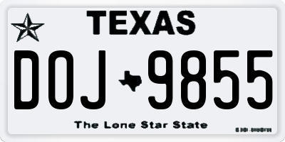 TX license plate DOJ9855
