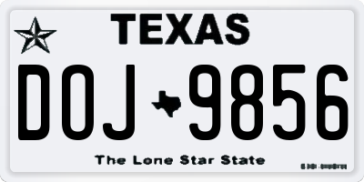TX license plate DOJ9856