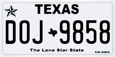 TX license plate DOJ9858