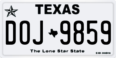 TX license plate DOJ9859