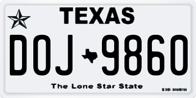 TX license plate DOJ9860