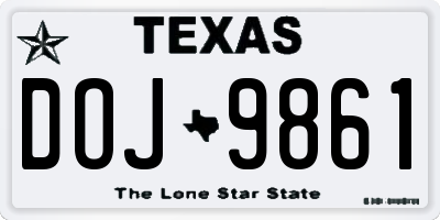 TX license plate DOJ9861