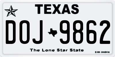 TX license plate DOJ9862