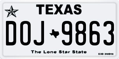 TX license plate DOJ9863